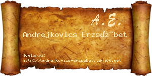 Andrejkovics Erzsébet névjegykártya